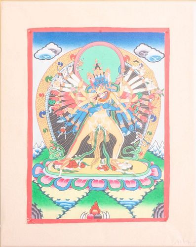 Tibetan Thangka of Chakrasamvara and Vajrayogini