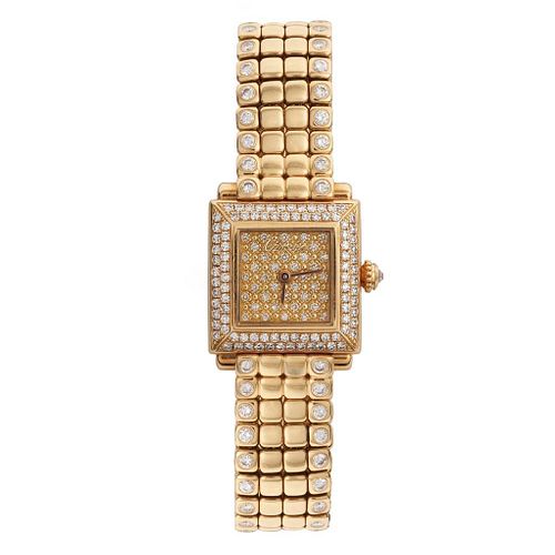 Cartier Signed 18kt Gold and Diamond Wristwatch