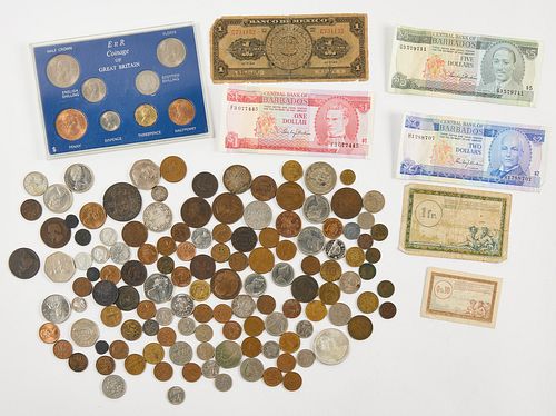 Mixed Bills, Coins, & Tokens Lot