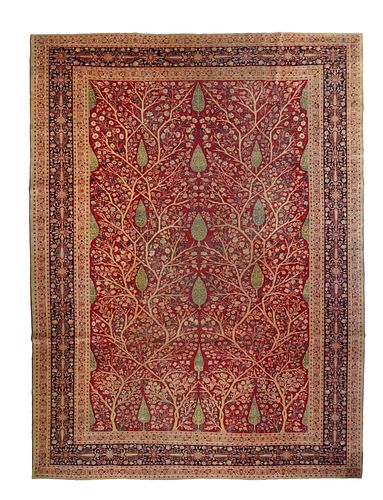 Antique Hajijalili Tabriz Rug, 8'10" x 11'11" ( 2.69 x 3.63 M)