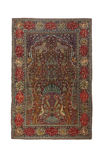 Antique Kashan Rug, 4'6" x 6'10" ( 1.37 x 2.08 M)