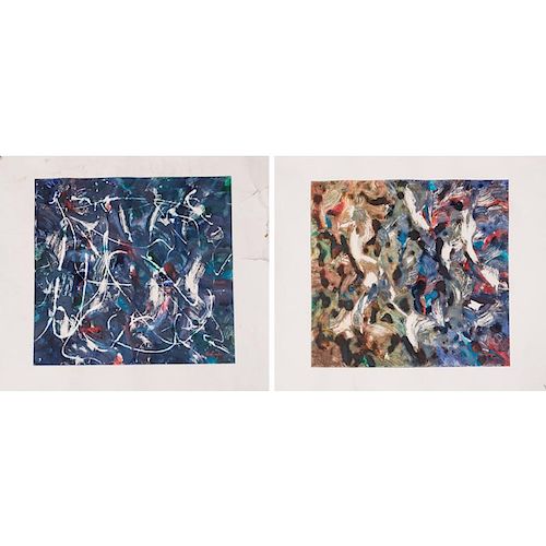 Clarence Van Duzer (1920-2009) Two Abstract Works, Monoprints,