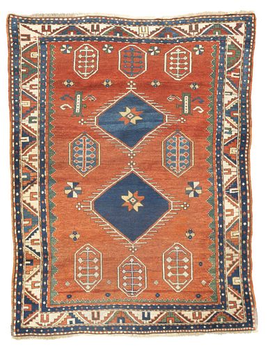 Antique Fakhralou Kazak Rug, 4'3" x 5'7" ( 1.30 x 1.70 M)