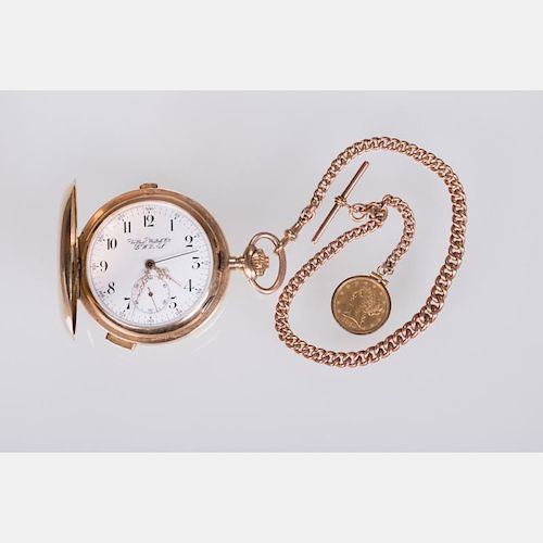 A 14kt. Rose Gold Chronograph Minuet Repeater Pocket Watch,