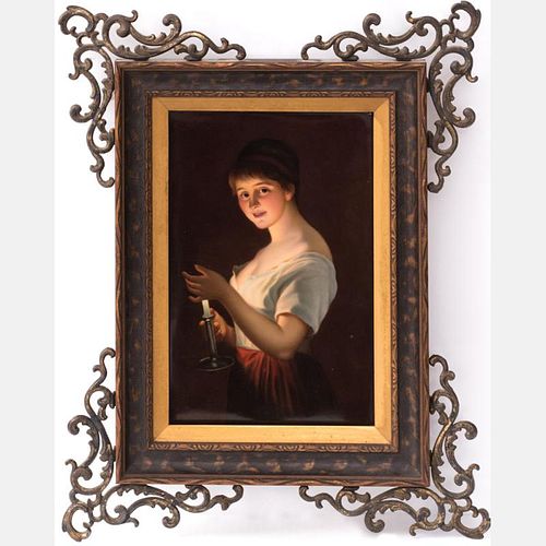 A Continental Painted Porcelain Plaque, 19th/20th Century,