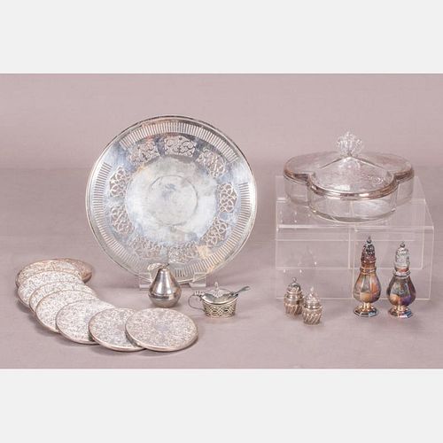 A Miscellaneous Collection of Sterling Silver, Silver Plated and Glass Decorative and Serving Items, 20th Century.