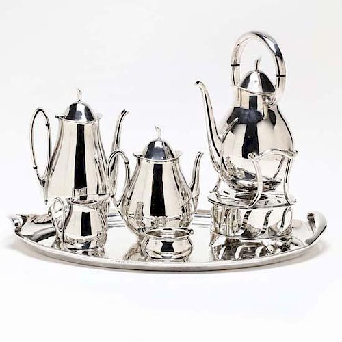 A Modernist Sterling Silver Tea & Coffee Service by Tango Aceves 