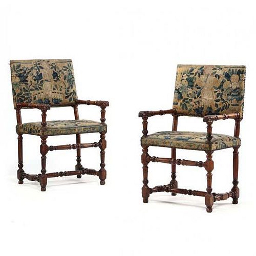 Pair of Italian Renaissance Open Arm Chairs 