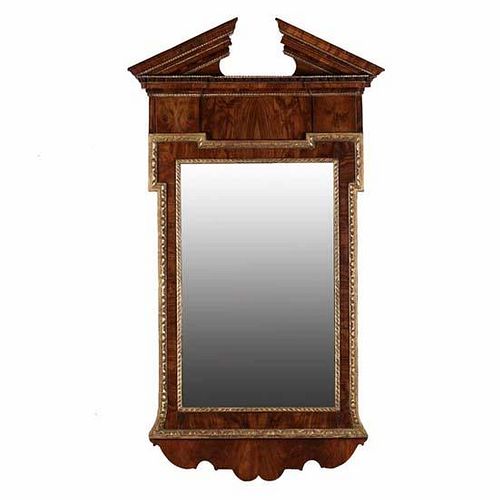 Continental Neoclassical Burlwood Wall Mirror 