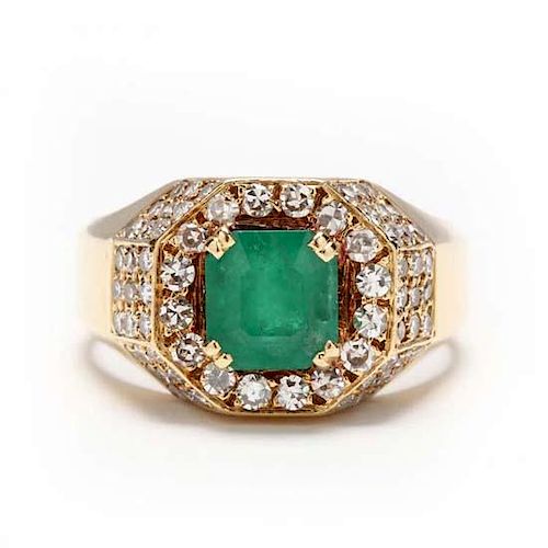 18KT Emerald and Diamond Ring 