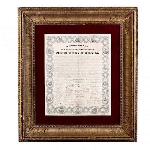 Rare Mid-19th Century Declaration of Independence Broadside 