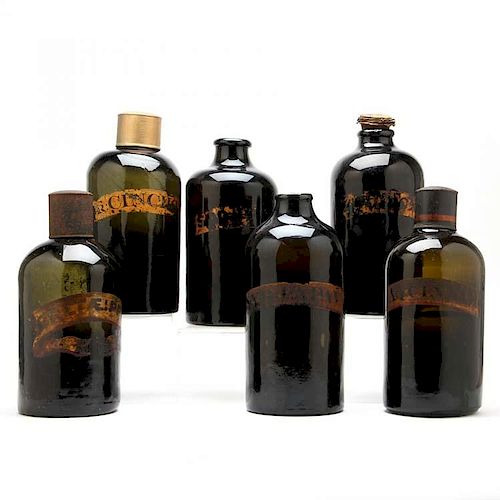 Group of Six Early Apothecary Bottles 