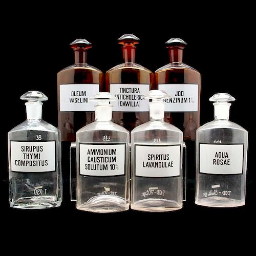 Set of Seven Apothecary Bottles 