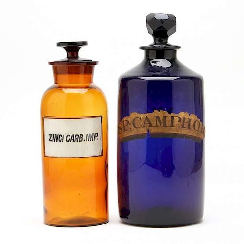 Two Large Apothecary Pharmacy Bottles 