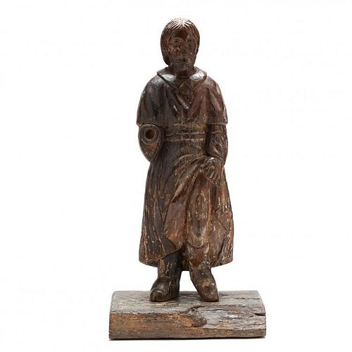 Carved Hardwood Statue of St. Roch 