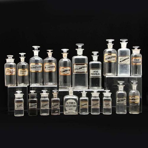 An Assortment of Glass Apothecary Bottles 