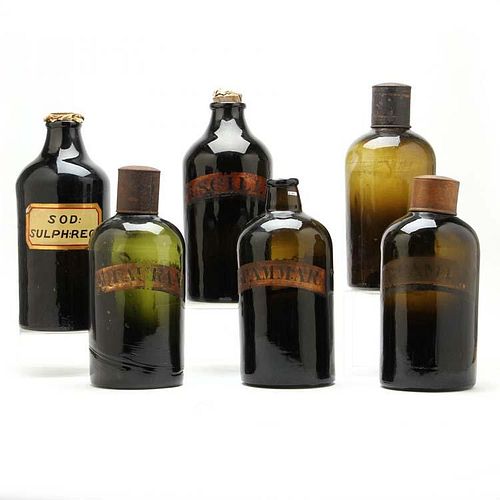 Group of Six Early Apothecary Bottles 