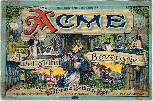 1920 Acme Beverage 11oz Label Unpictured San Francisco, California