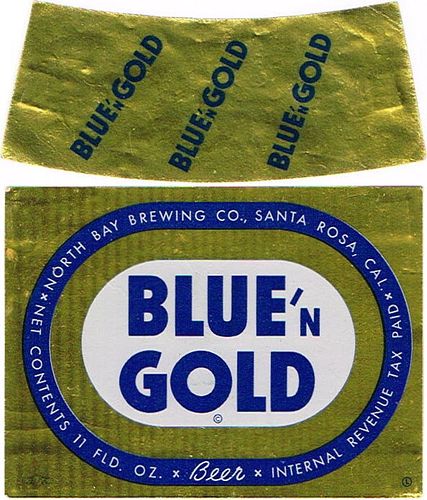 1948 Blue & Gold Beer 11oz Label WS55-03 Santa Rosa, California