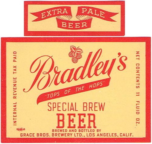 1945 Bradley's Special Brew Beer 11oz Label WS11-24 Los Angeles, California