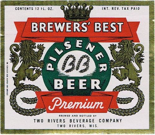 1948 Brewers' Best Pilsener Beer 12oz Label WI498-35 Two Rivers, Wisconsin