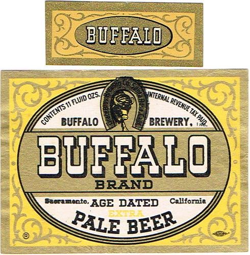 1948 Buffalo Extra Pale Beer 11oz Label WS53-25V Santa Rosa, California