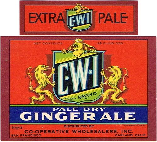 1942 C.W.I Ginger Ale Label 29oz WS46-04 San Francisco, California