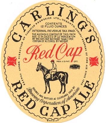 1940 Carling's Red Cap Ale 12oz Label OH36-24 Cleveland, Ohio