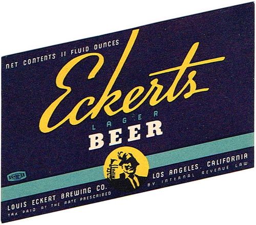 1935 Eckert's Lager Beer 11oz Label WS10-11V Los Angeles, California