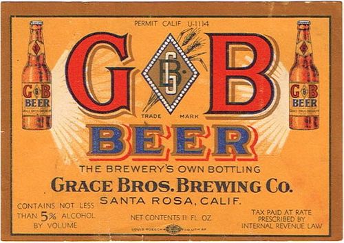 1934 GB Beer 11oz Label WS53-05V Santa Rosa, California