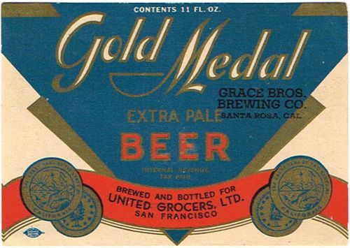 1934 Gold Medal Beer 11oz Label WS54-19V Santa Rosa, California