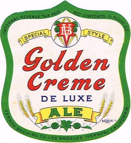 1941 Golden Creme De Luxe Ale 11oz Label WS22-02 Vernon, California