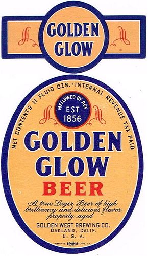 1940 Golden Glow Beer 11oz Label WS25-05V Oakland, California