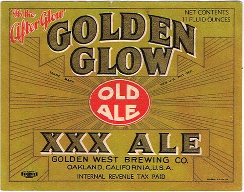 1935 Golden Glow Old Ale 11oz Label WS25-17V Oakland, California