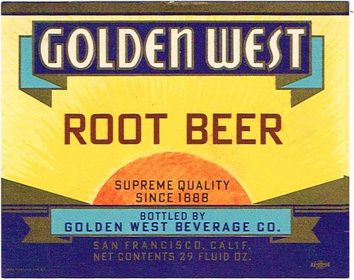 1940 Golden West Root Beer Label 29oz Sacramento, California