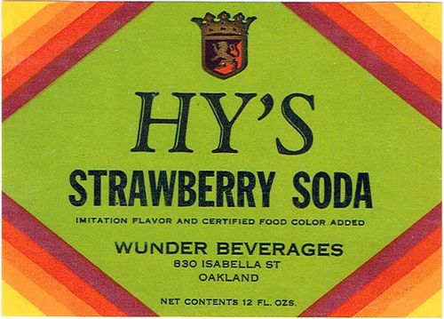1935 Hy's Strawberry Soda 12oz Label Unpictured Oakland, California