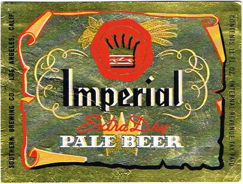 1947 Imperial Extra Dry Pale Beer 11oz Label WS21-15 Los Angeles, California
