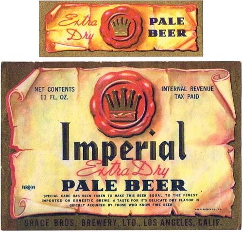 1942 Imperial Pale Beer 11oz Label WS12-20V Los Angeles, California