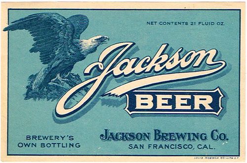 1900 Jackson Beer 11oz Label WS39-15 San Francisco, California