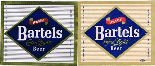 Lot of 2 Unused 1950s-60s Bartel's Beer Labels Edwardsville, Pennsylvania