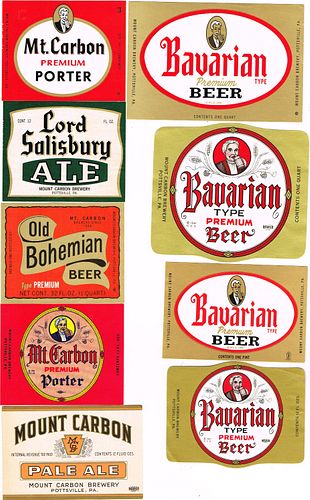 Lot of 26 Unused 1940s-70s Mount Carbon Beer Labels Pottsville, Pennsylvania