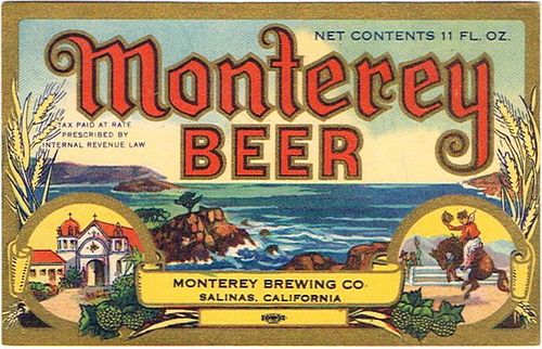 1933 Monterey Beer 11oz Label WS29-23 Salinas, California