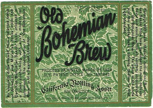 1924 Old Bohemian Brew 11oz Label WS34-24 San Francisco, California