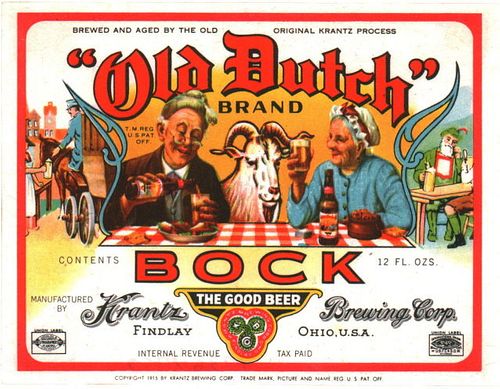 1948 Old Dutch Bock Beer 12oz Label OH68-22 Findlay, Ohio