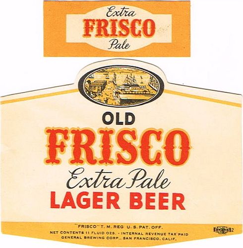 1940 Old Frisco Beer 11oz Label WS38-11 San Francisco, California