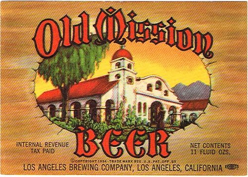1943 Old Mission Beer 11oz Label Unpictured Los Angeles, California