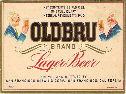 1942 Oldbru Lager Beer Quart Label WS46-18 San Francisco, California