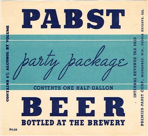 1936 Pabst Beer Label 64oz Half Gallon WI286-102 Milwaukee, Wisconsin