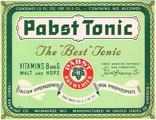 1940 Pabst Tonic 12oz Label Unpictured Milwaukee, Wisconsin
