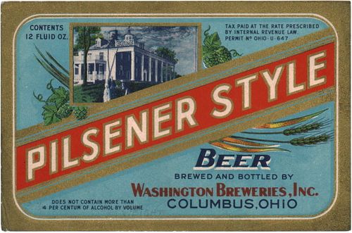 1936 Pilsener Style Beer 12oz Label OH56-20 Columbus, Ohio